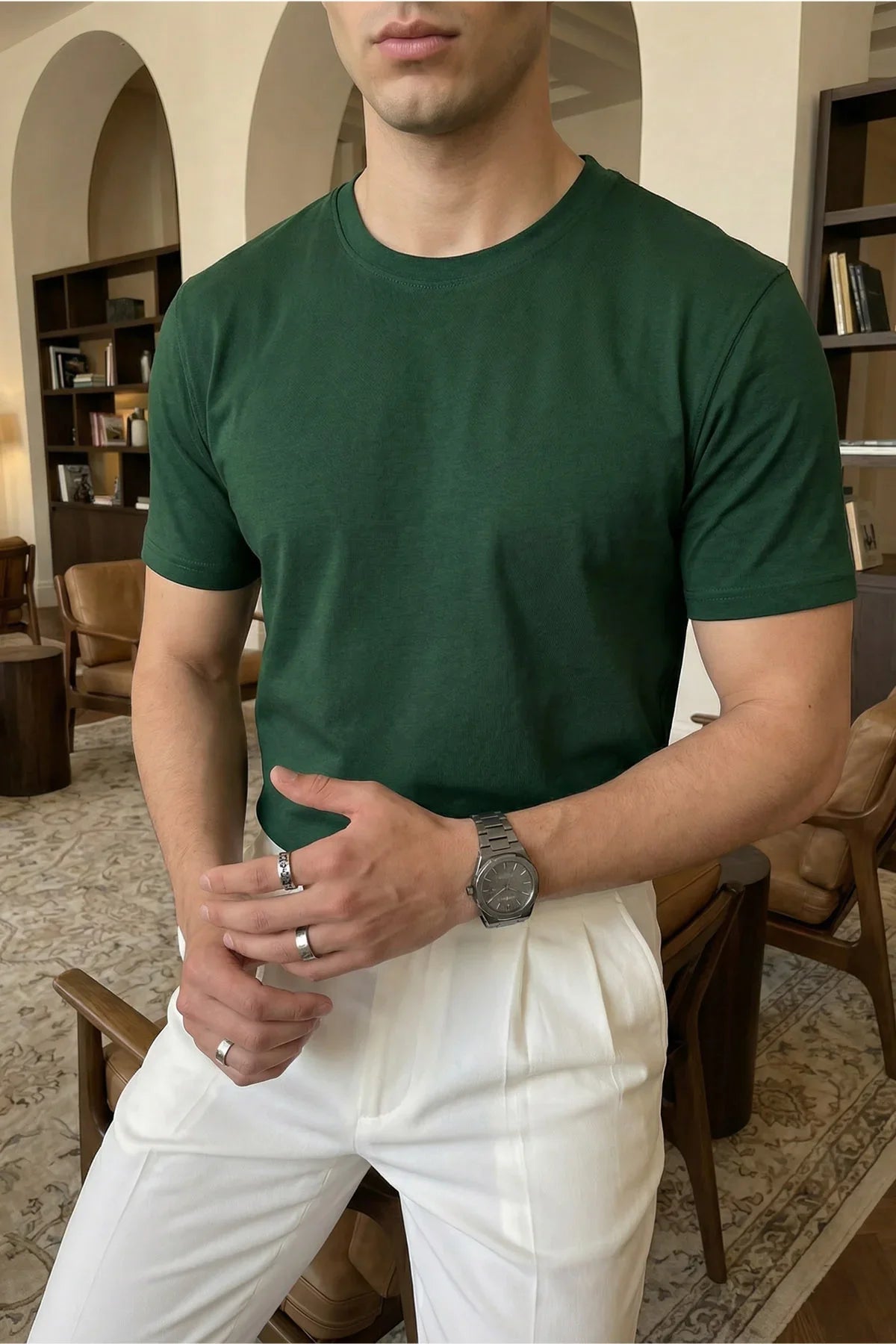 Dark Green Regular Fit T-Shirt