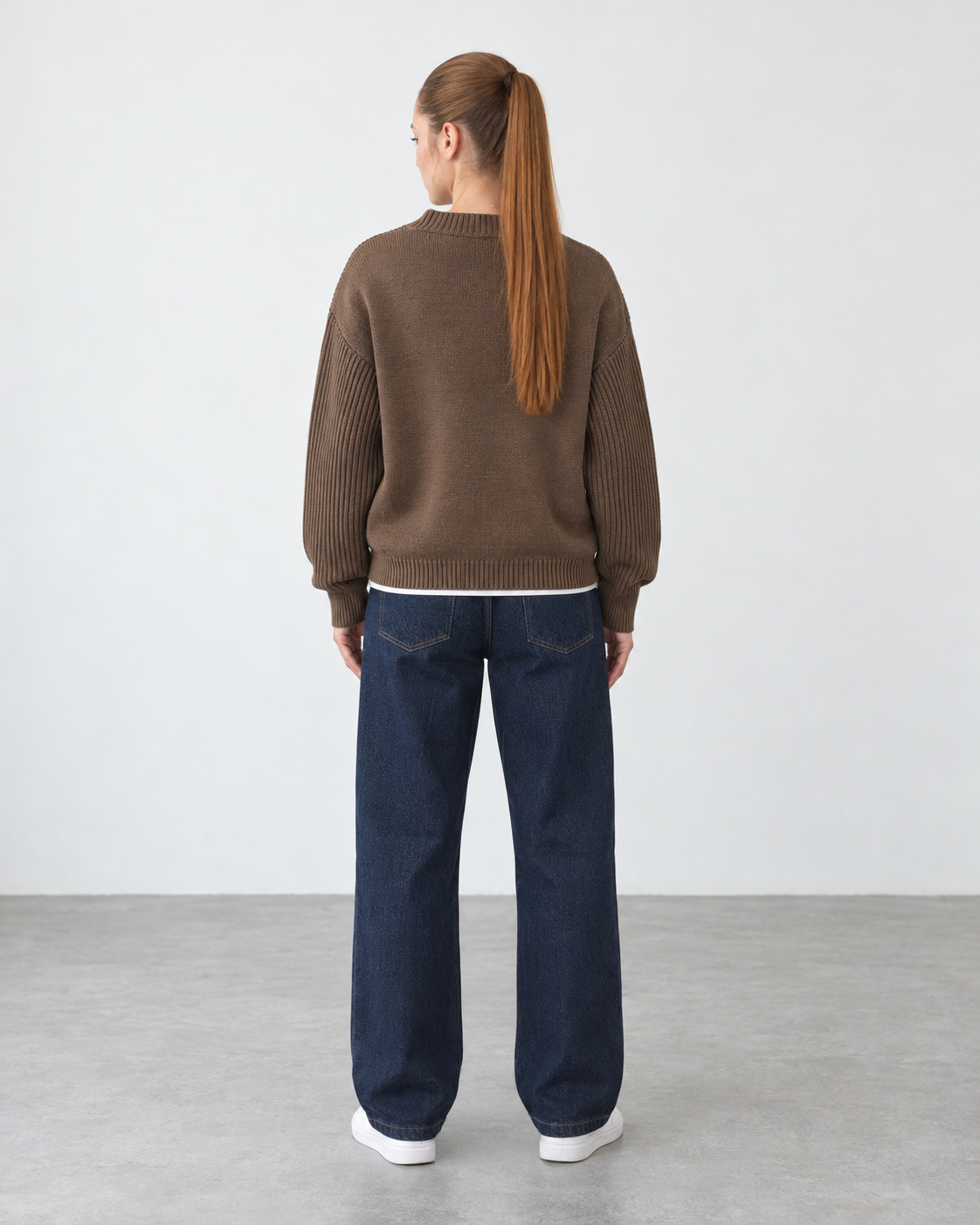 Premium Knitted V-Neck Sweater - Brown