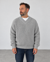 Premium Knitted V-Neck Sweater - Gray