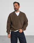 Premium Knitted V-Neck Sweater - Brown
