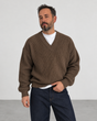 Premium Knitted V-Neck Sweater - Brown
