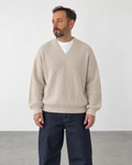 Premium Knitted V-Neck Sweater - Beige