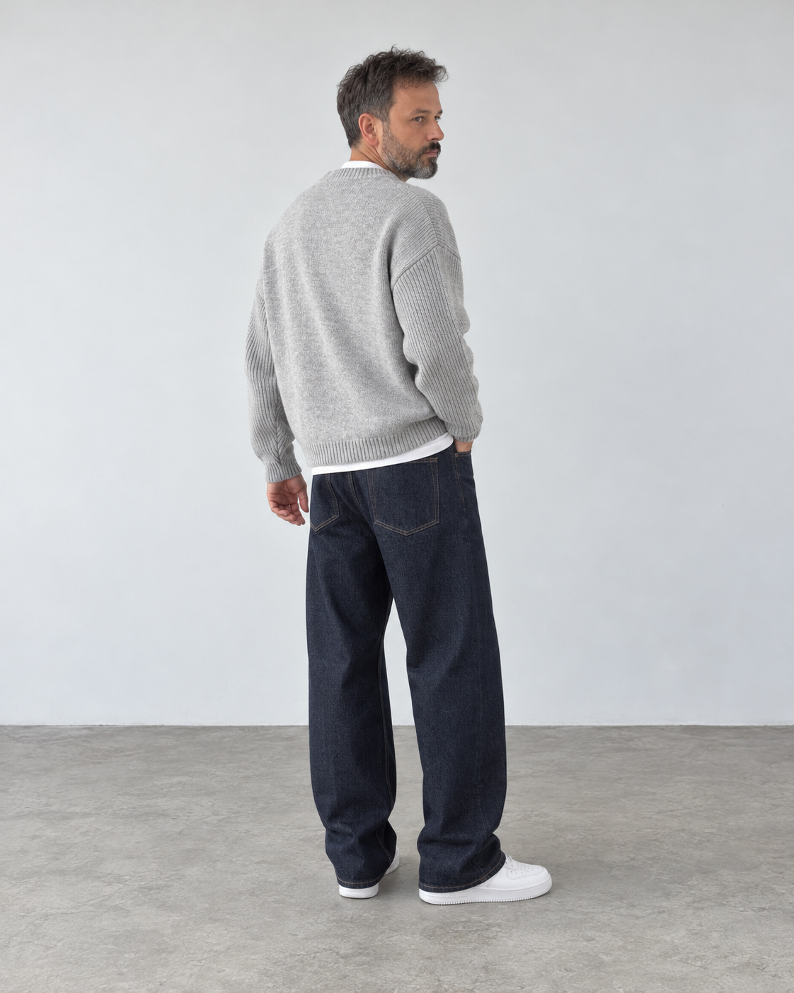 Premium Knitted V-Neck Sweater - Gray