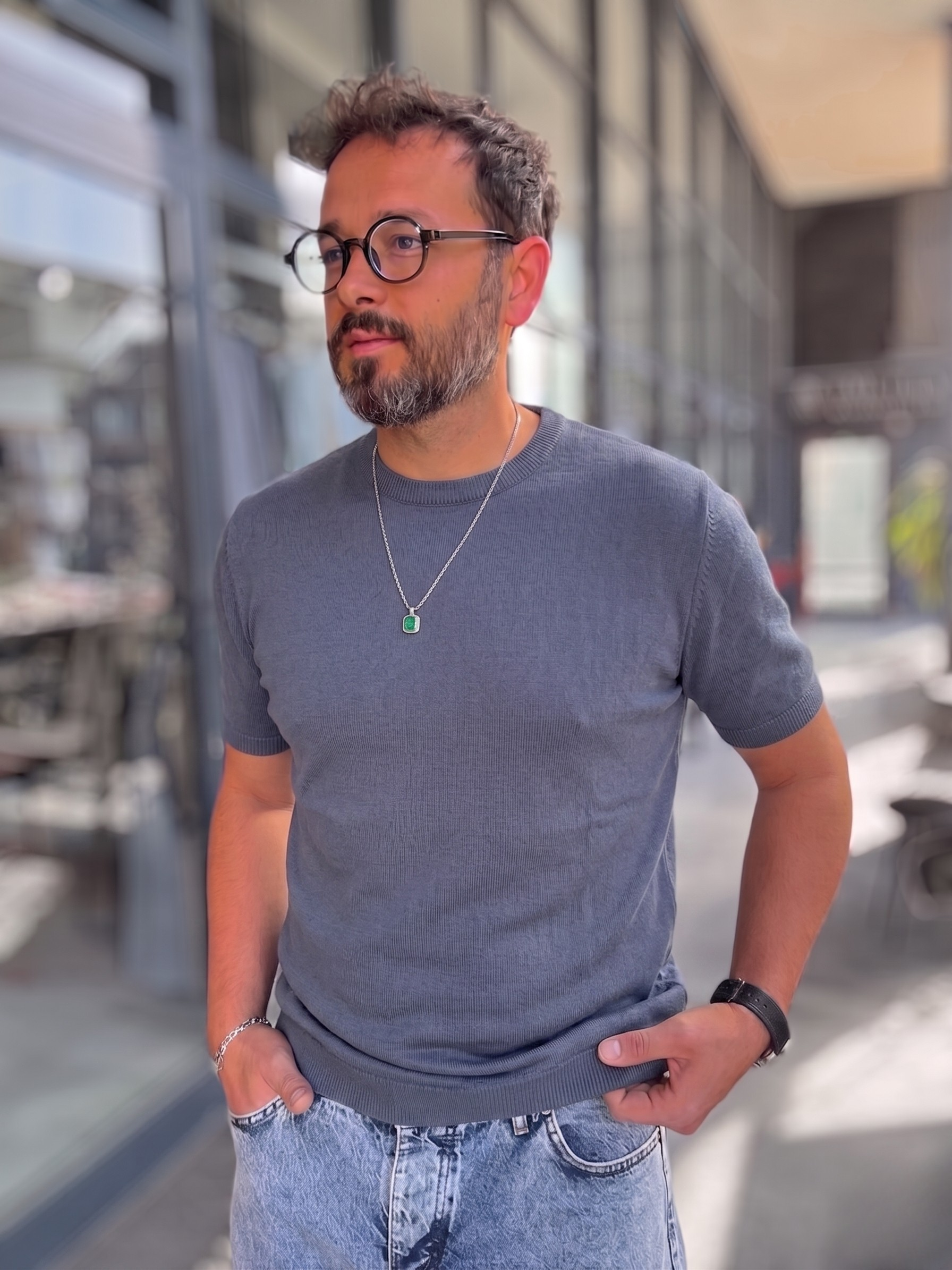 Dark Grey Crewneck Knitted Tee