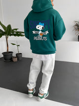 Dark Green "snoopy" Printed Oversize Hoodie Broek