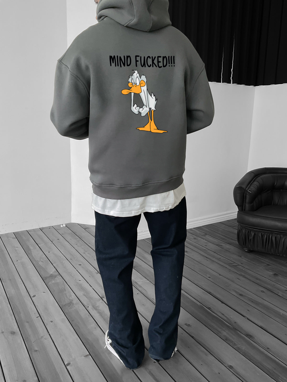 Smoked "mind-fucked" Printed Oversize Hoodie