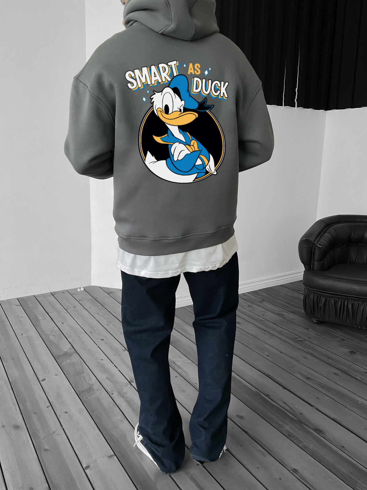 Smoked "smart-as-duck" Printed Oversize Hoodie