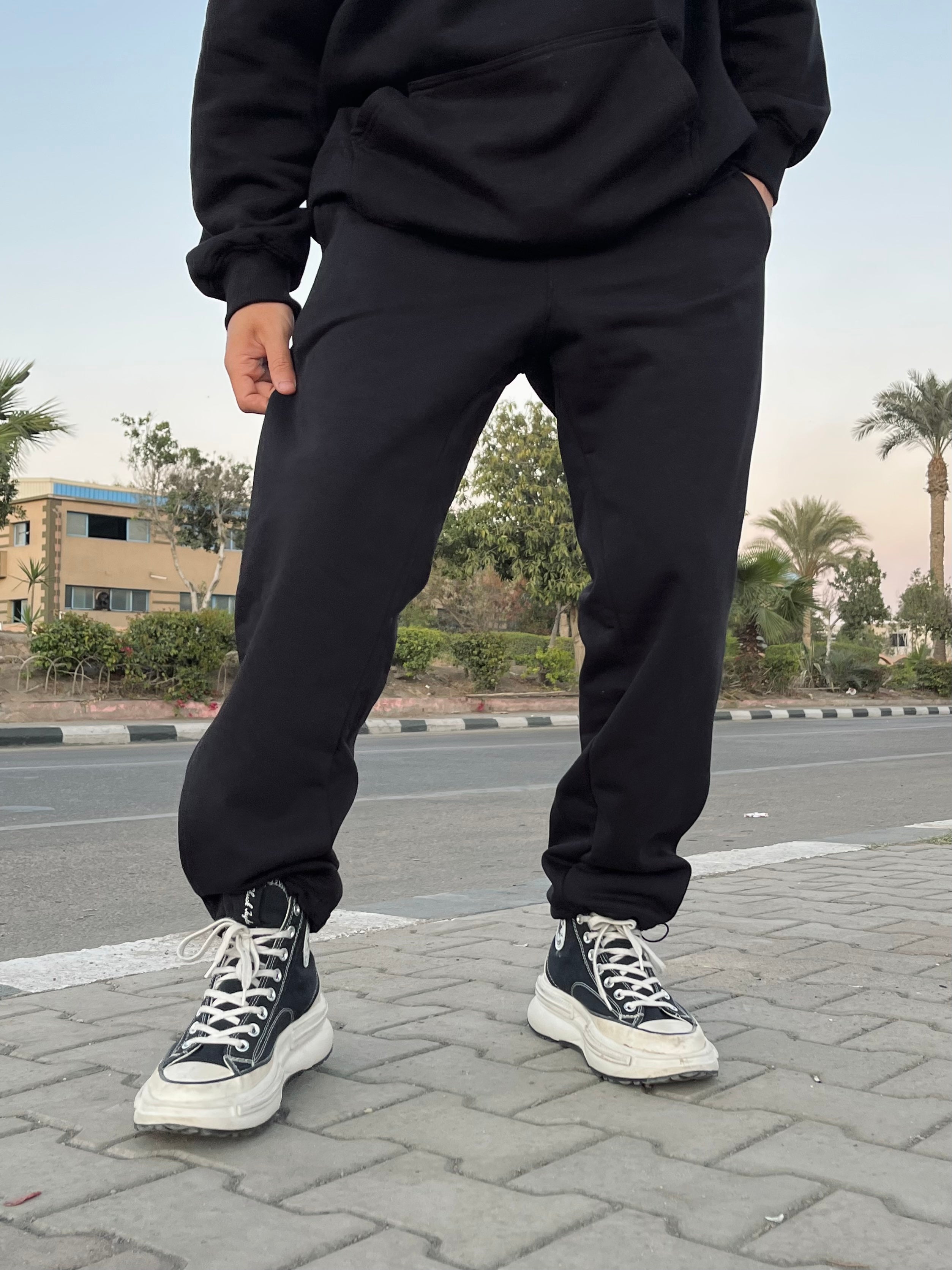 Black Basic Relaxed Sweatpants