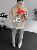 Beige "tom-jerry" Printed Oversize Hoodie Broek