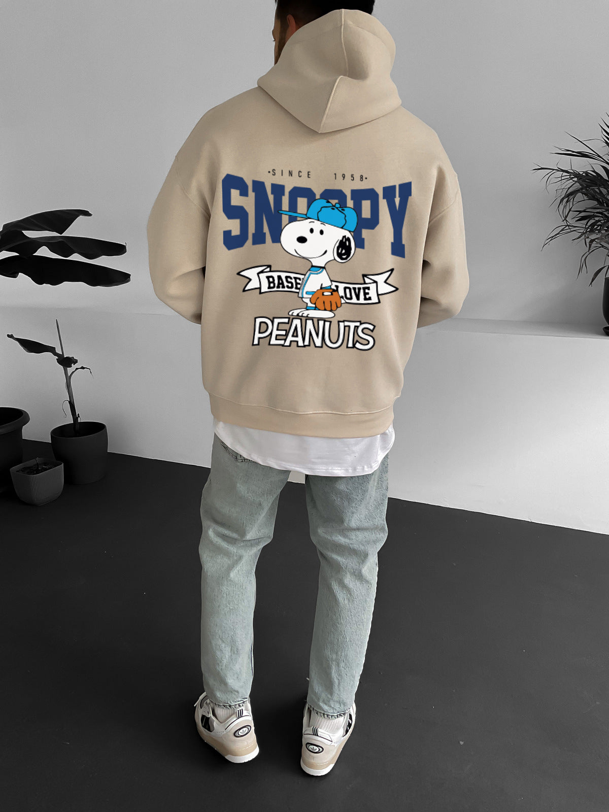 Beige "snoopy" Printed Oversize Hoodie