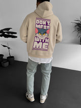 Beige "don't-mess-with-me" Printed Oversize Hoodie Broek