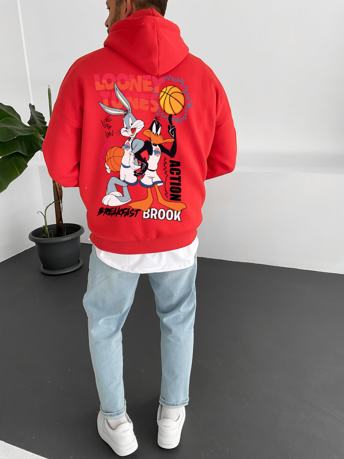 Red "space-jam" Printed Oversize Hoodie