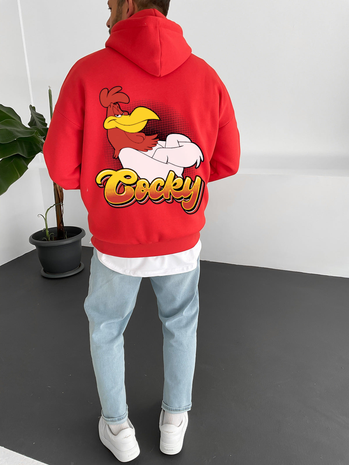 Red "cocky" Printed Oversize Hoodie