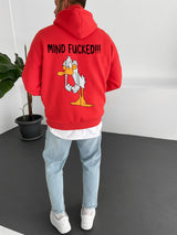 Red "mind-fucked" Printed Oversize Hoodie Broek