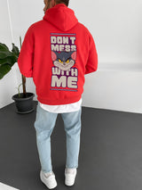 Red "don't-mess-with-me" Printed Oversize Hoodie Broek