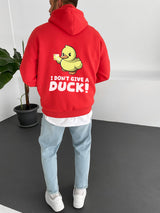 Red "i-don't-give-a-duck" Printed Oversize Hoodie Broek