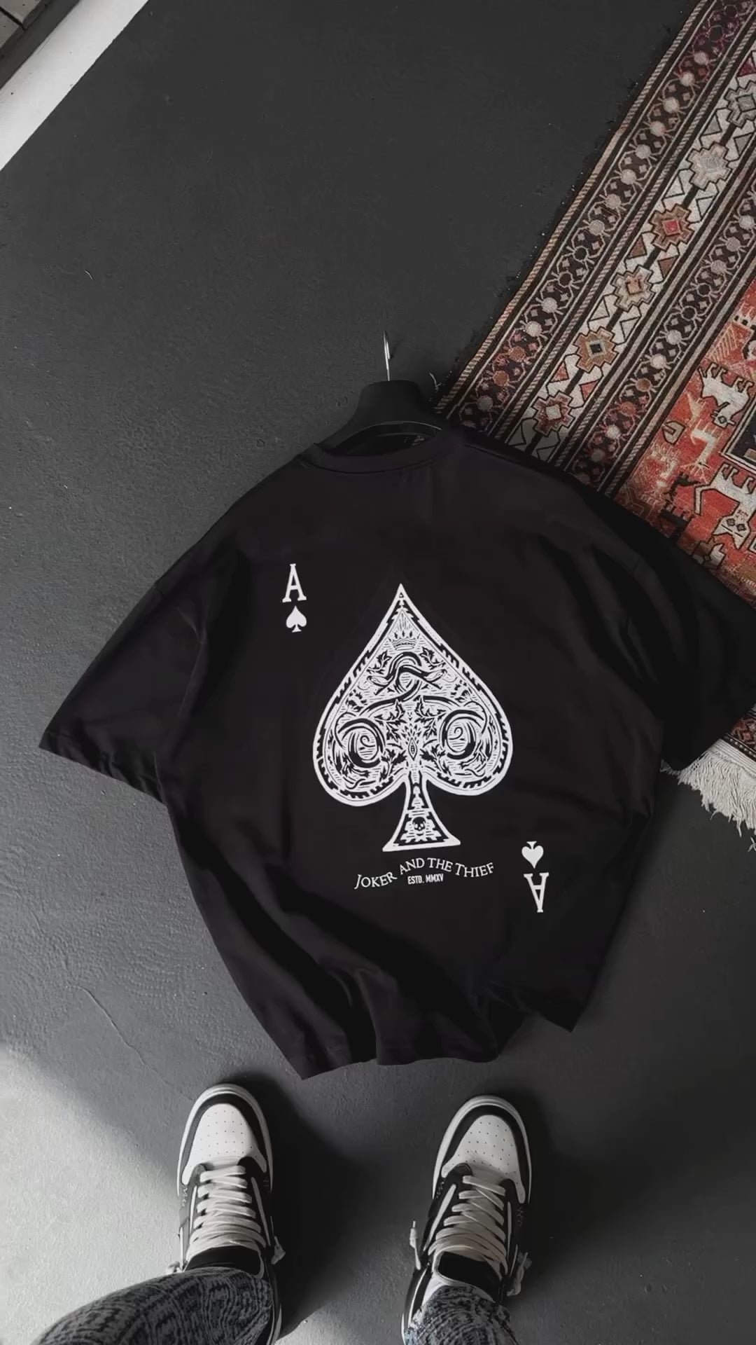 Premium Black "Ace" Printed Oversize T-Shirt