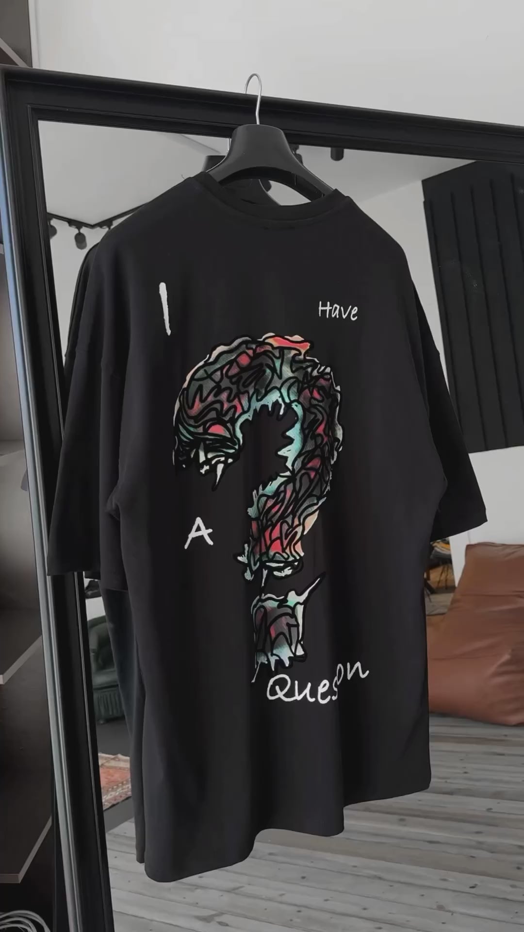 Premium Black "Question" Printed Oversize T-Shirt