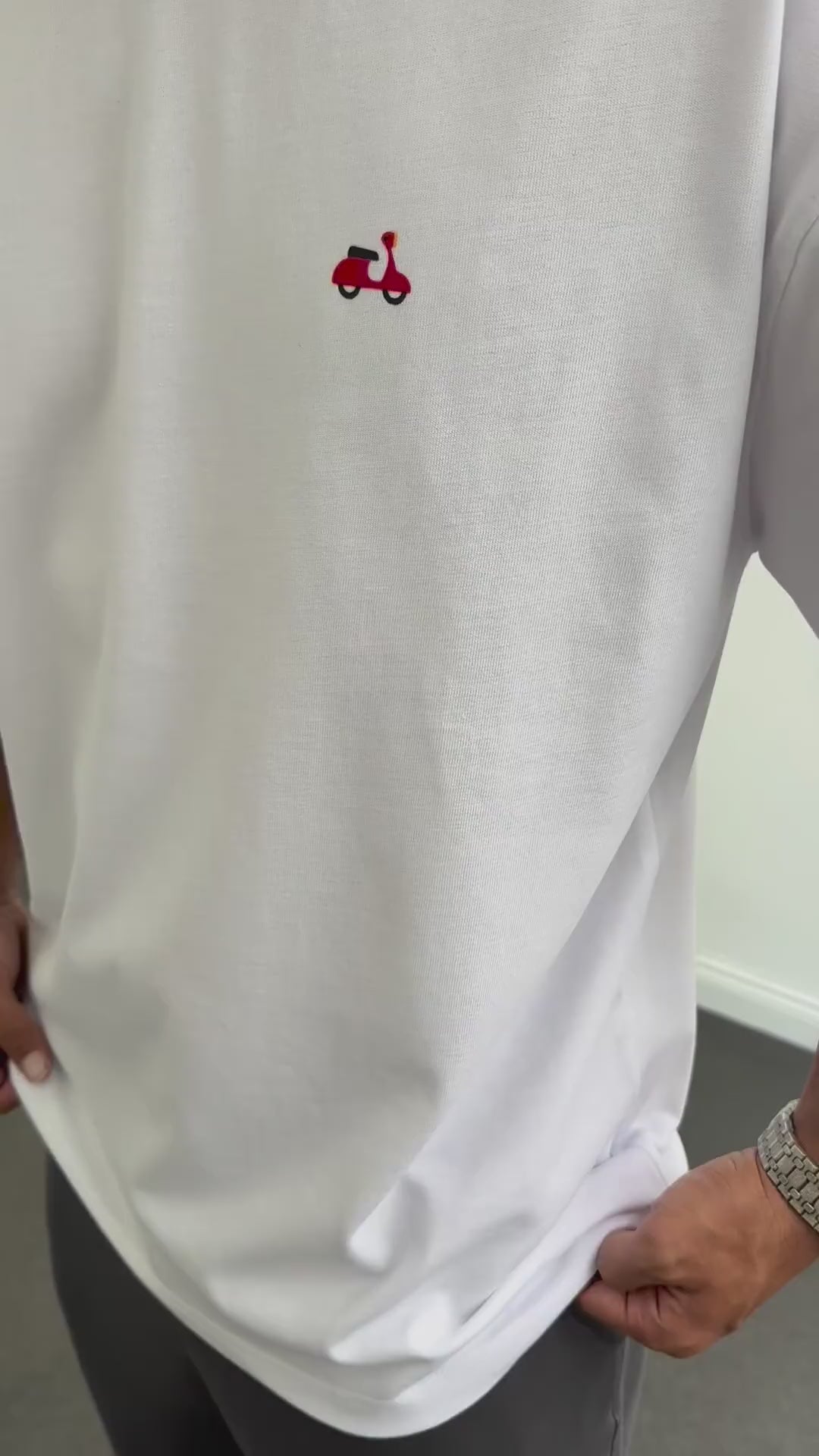 White "Scooter" printed Oversize T-Shirt