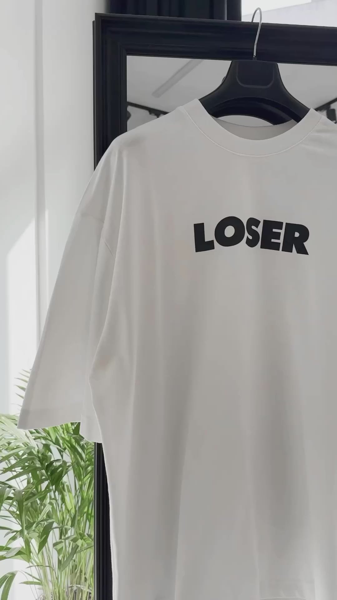 White "Loser" Printed Oversize T-Shirt