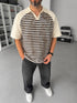 Vintage Striped Polo – Off White front view