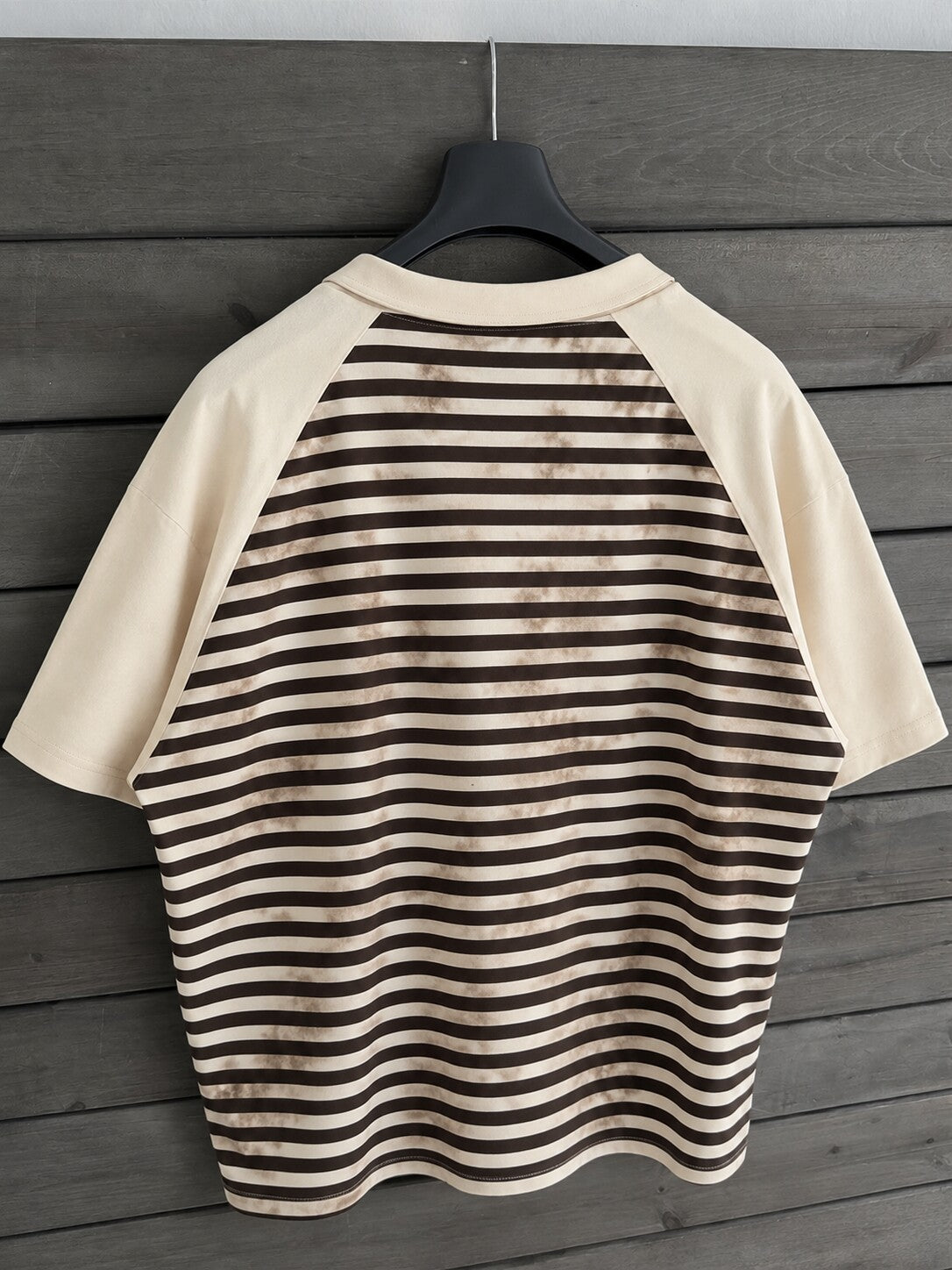 Vintage Striped Polo – Off White flat lay back