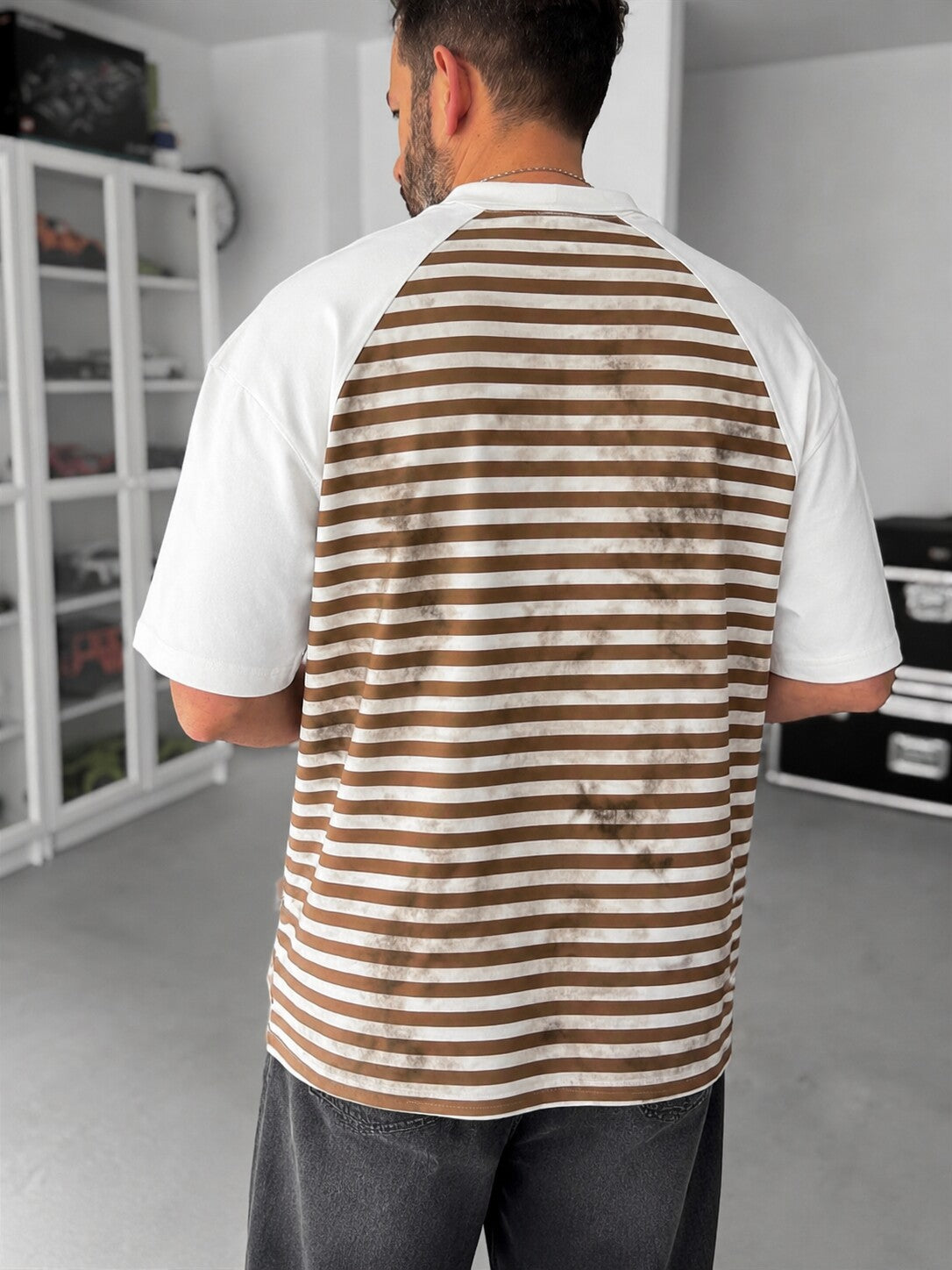 Vintage Striped Polo – White back view